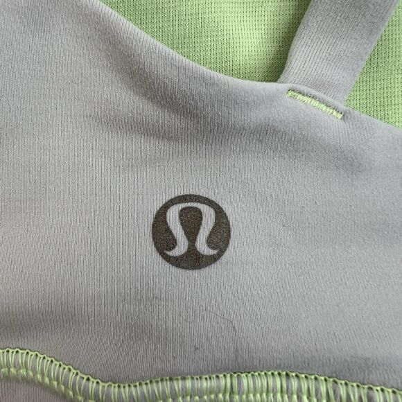 Lululemon Size 6 Energy Bra Medium Support Stretch B / C Cup Gray Lime Green - Picture 7 of 13